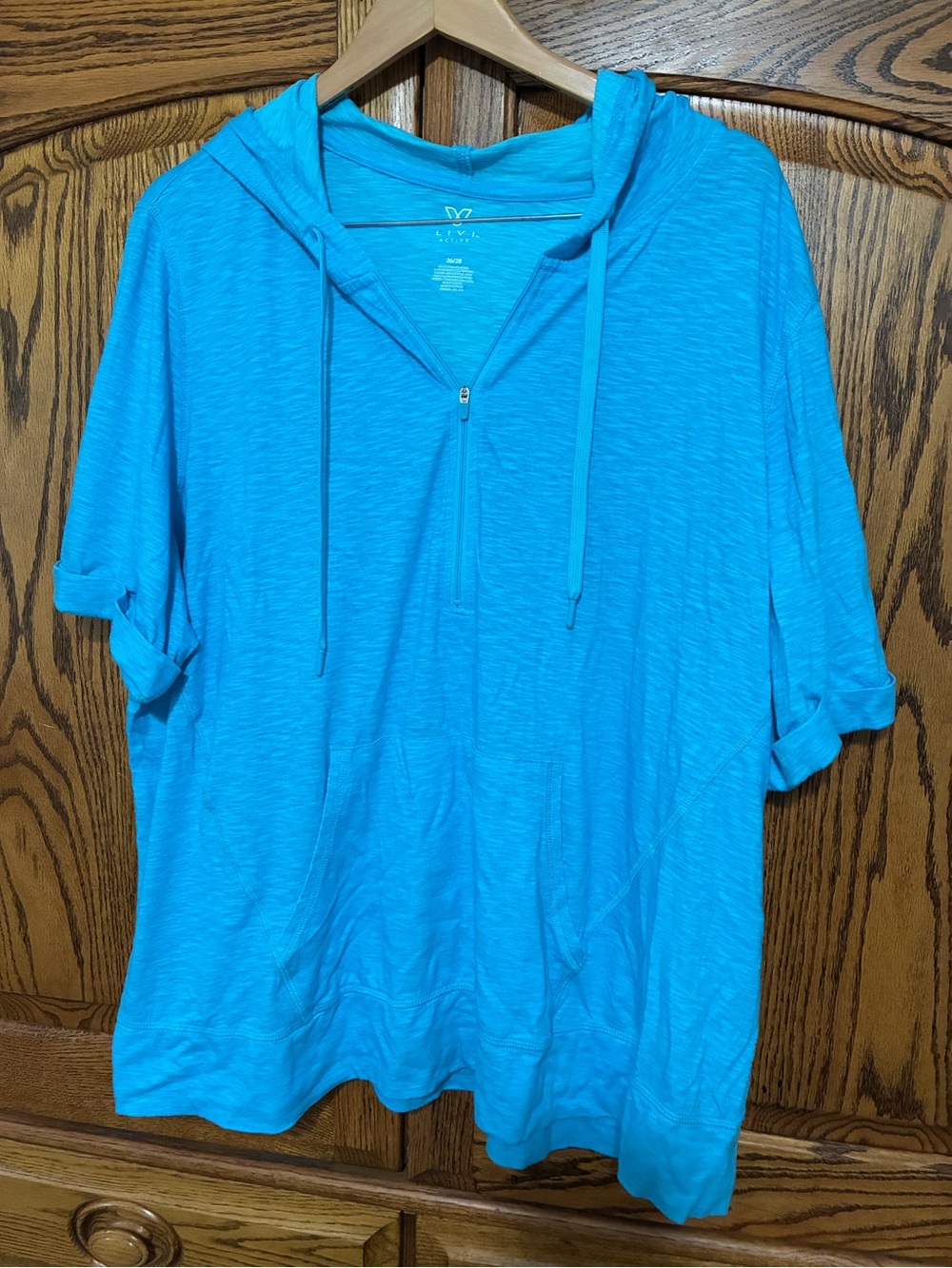 Livi Lane Bryant Women’s 26/28 Blue Hooded Shirt Half-Zip Lightweight